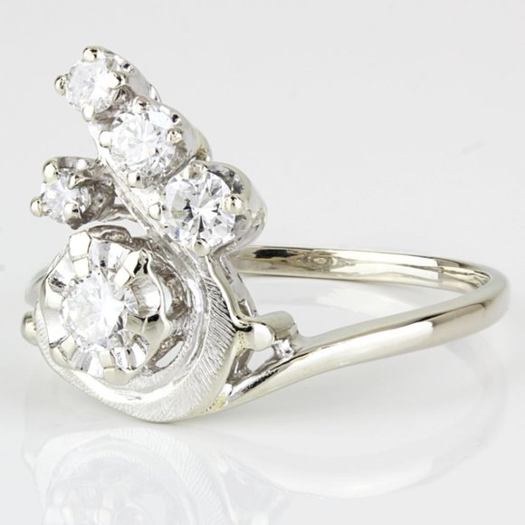 14K White Gold Vintage Diamond Ring by Gothic - Picture 2 of 7